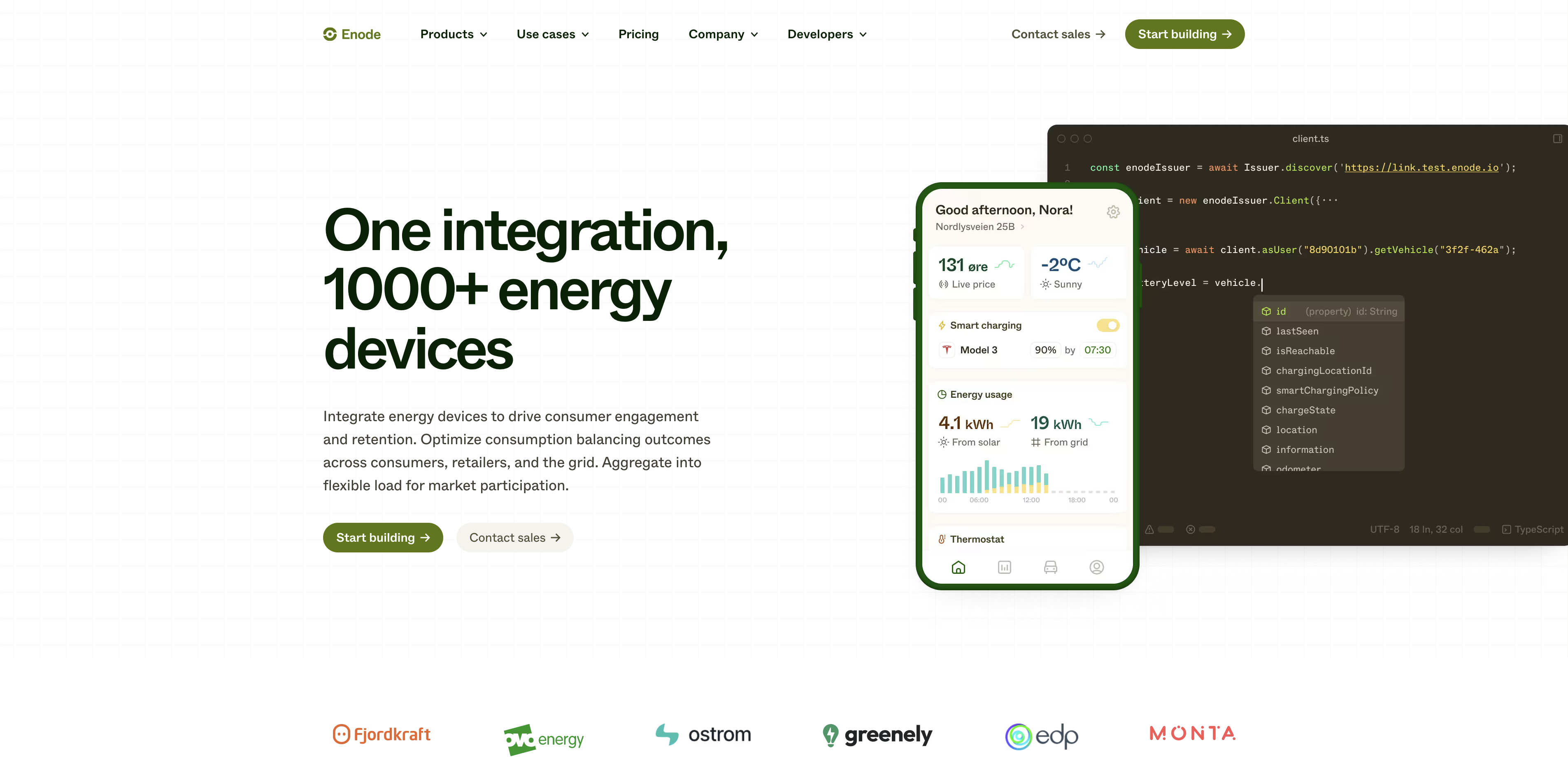 Bilde av Enode's hjemmeside